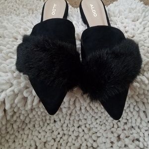 ALDO faux fur mules
